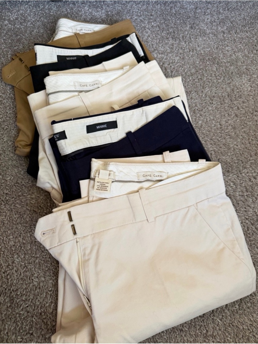 J. Crew Factory Mixed Neutral Cropped Pants Bundle - Navy, Black, Khaki, Ivory